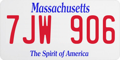 MA license plate 7JW906