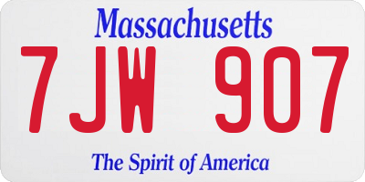 MA license plate 7JW907