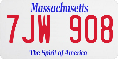MA license plate 7JW908