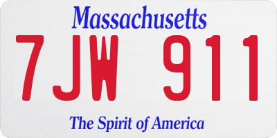 MA license plate 7JW911