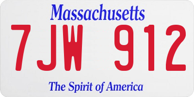 MA license plate 7JW912