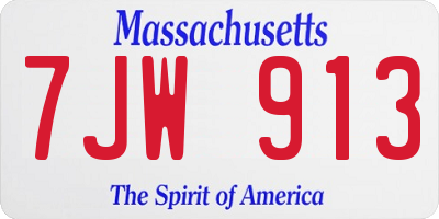 MA license plate 7JW913