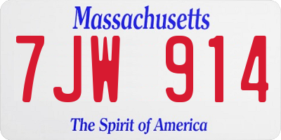 MA license plate 7JW914