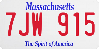 MA license plate 7JW915