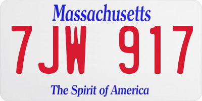 MA license plate 7JW917