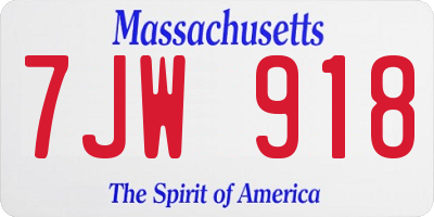 MA license plate 7JW918