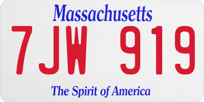 MA license plate 7JW919