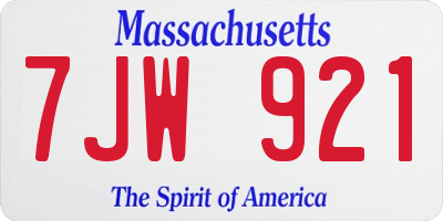 MA license plate 7JW921