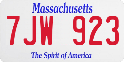 MA license plate 7JW923