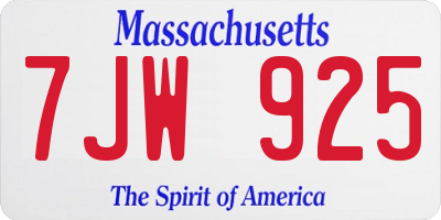 MA license plate 7JW925