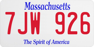 MA license plate 7JW926