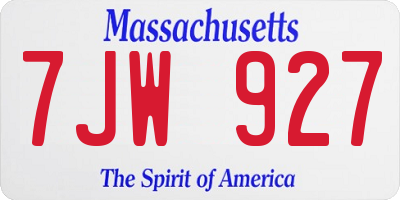 MA license plate 7JW927