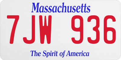 MA license plate 7JW936