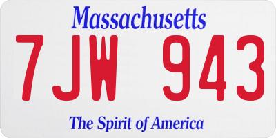 MA license plate 7JW943