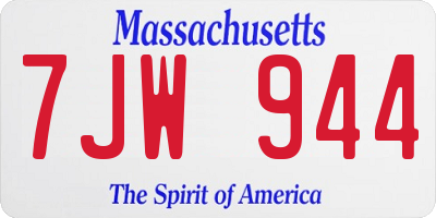 MA license plate 7JW944