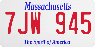 MA license plate 7JW945