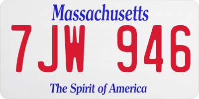 MA license plate 7JW946