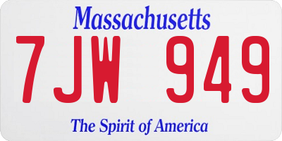 MA license plate 7JW949