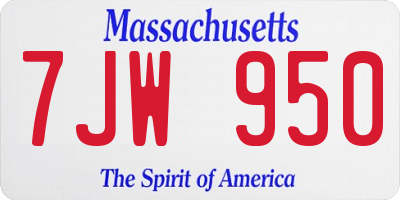 MA license plate 7JW950