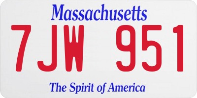 MA license plate 7JW951