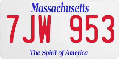 MA license plate 7JW953