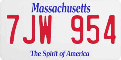 MA license plate 7JW954