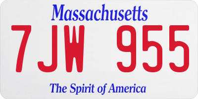 MA license plate 7JW955