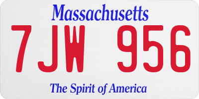 MA license plate 7JW956