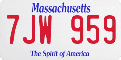 MA license plate 7JW959