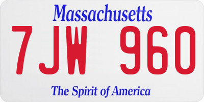 MA license plate 7JW960