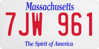 MA license plate 7JW961