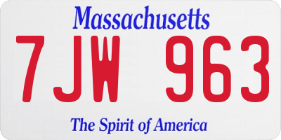 MA license plate 7JW963