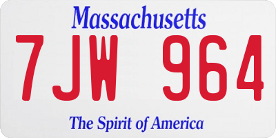 MA license plate 7JW964