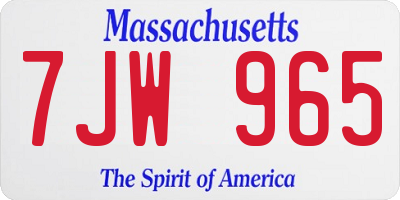 MA license plate 7JW965