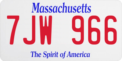 MA license plate 7JW966