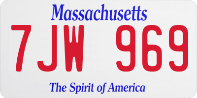 MA license plate 7JW969