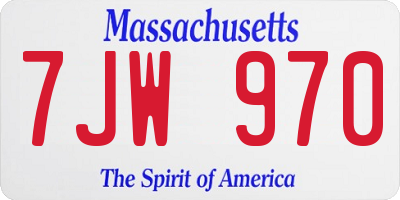 MA license plate 7JW970
