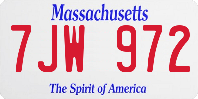 MA license plate 7JW972