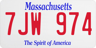MA license plate 7JW974