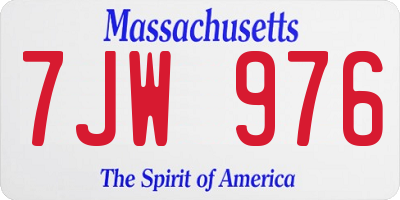 MA license plate 7JW976