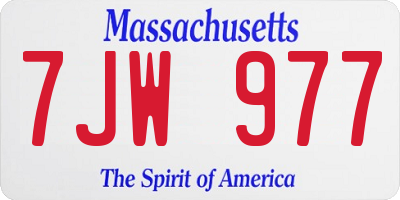 MA license plate 7JW977