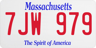 MA license plate 7JW979