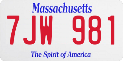 MA license plate 7JW981
