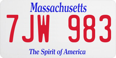 MA license plate 7JW983