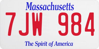 MA license plate 7JW984