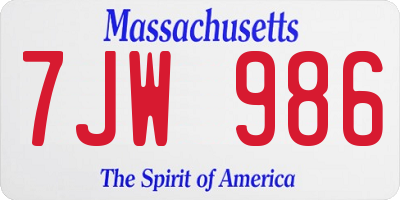 MA license plate 7JW986
