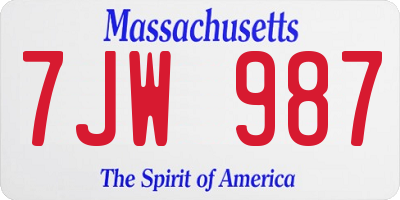 MA license plate 7JW987