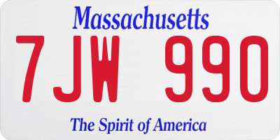 MA license plate 7JW990