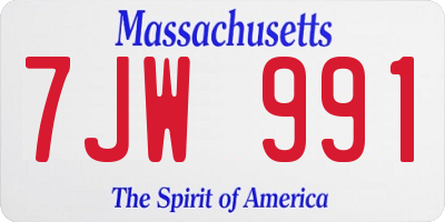 MA license plate 7JW991