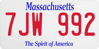MA license plate 7JW992